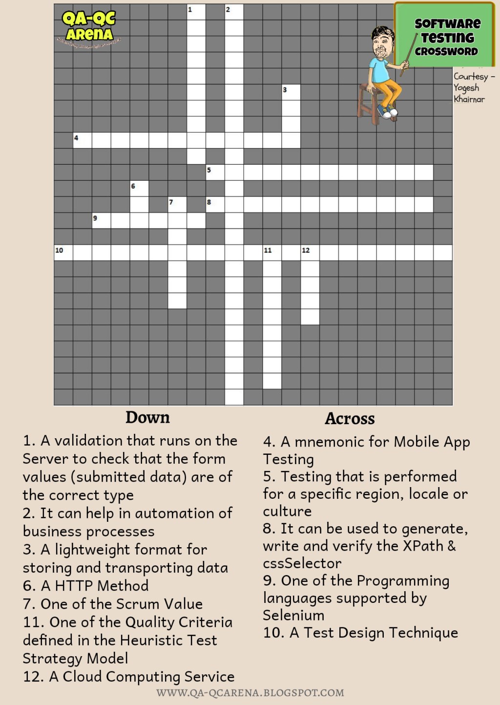 Picture of: QA-QC Arena: Software Testing Crossword – Series